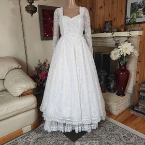 Gunne Sax Victorian Lace Wedding Dress • 70s Boho Elopement Gown • Renaissance